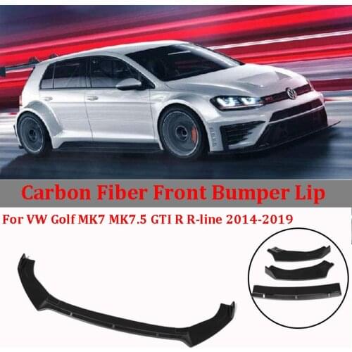 Front Bumper Lip SpoilerFor Volkswagen VW Golf MK7/7.5 GTI R GTD Carbon Fiber Bumper Lip Diffuser Splitter Cover Protector