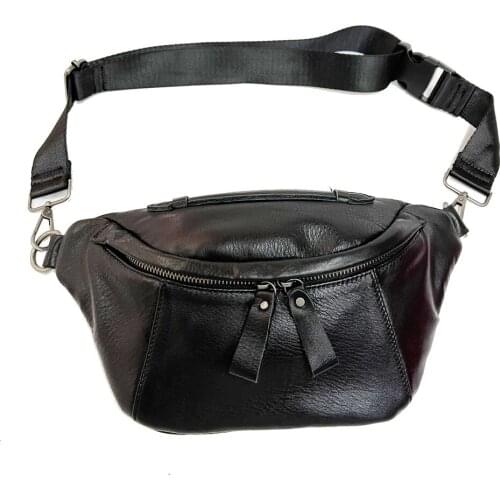 Casual Men Real Genuine Leather Shoulder Bags Waterproof Adjustable Belt Bag Male Heuptas Bum Banana Bag Women Travel Waist Pack