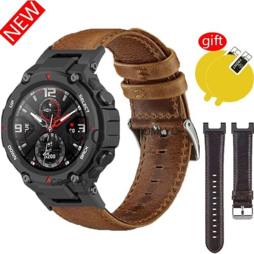NEW For Amazfit T Rex Pro Smart Watch Strap Leather Sports Belt For Xiaomi Amazfit T-Rex Pro Soft Screen Protector Film