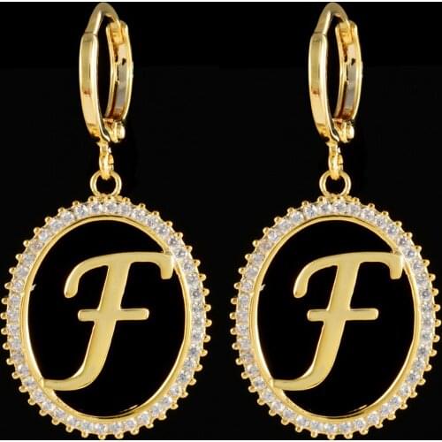 The luxurious and high-grade English letter F zircon earrings, jewelry earrings for female friends.ER-230