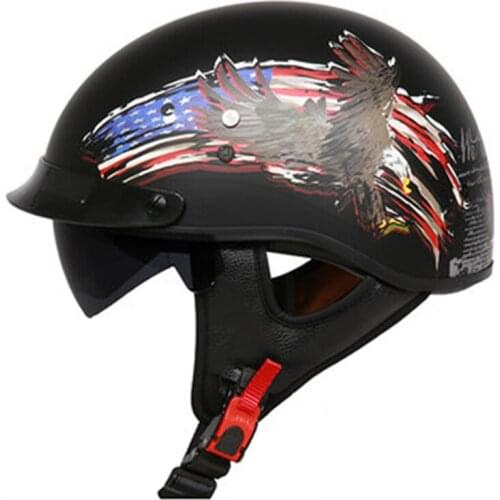 Curiser bike Helmet CFR motorcycle helmet Fiberglass shell quick release buckle with internal suglasses