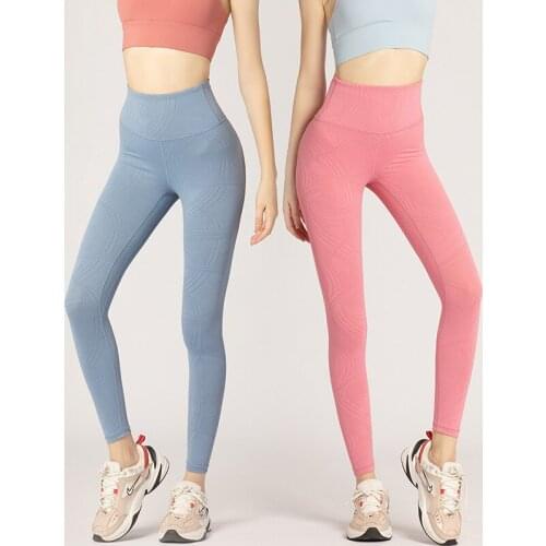 Yoga Pants Women Nude Fitness Leggings Push-ups Gym High Waist Peach Hips Running pants Jacquard Yoga Clothes Sports Tights