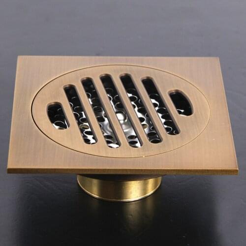 Solid Brass Square Classic Style Bathroom Shower Floor Drain Washer Grate Waste Drain