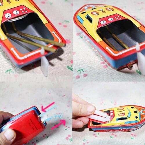 Vintage Steam Powered Candle Iron Boat Clockwork Toy Education Kids Collectible Vintage Steam Powered Iron Kids children Gift