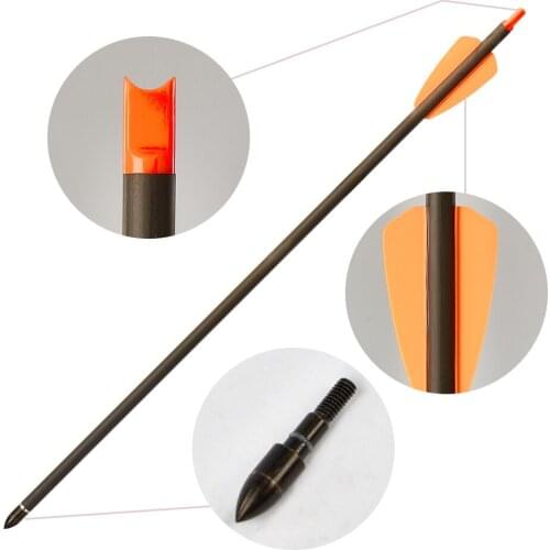 15 Inch 24 Hunting Arrow High Strength Arrow Pure Carbon Archery Outdoor Arrow Orange Feather Arrow Archery Bow