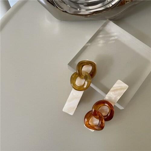 Acrylic Chain Hairpin for Women 2021 Fashion Geometric Rectangular Hair Clip