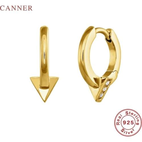 CANNER Triangle black diamond punk 925 Sterling Silver Earrings Jewelry Earrings For Women Brincos Korean Aretes De Mujer