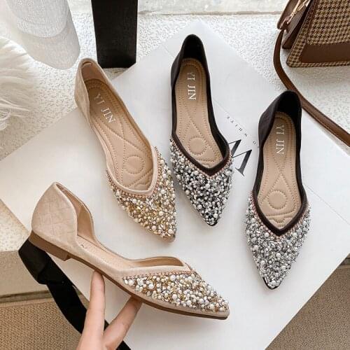 2021 New Spring Autumn Flats Shallow Soft-soled Pointed Toe Breathable Comfortable Female Casual Soft Sole 41 42 43