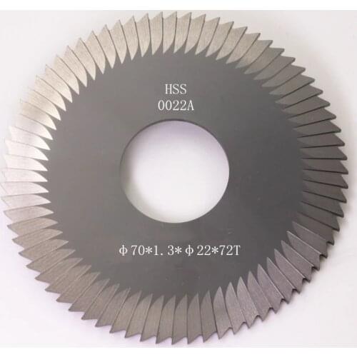 0022A HSS TiN yellow coating face milling cutter 100B 202 key cutting machines 70X1.3X22mm