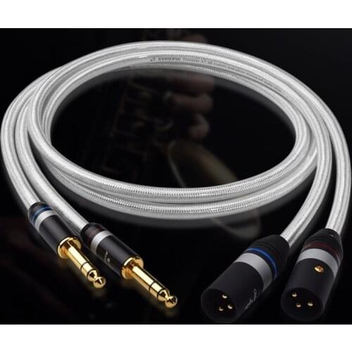 1 Pair Copper and Silver Hi-Fi 6.5mm to XLR Cable Hi-end Dual 6.35mm to Dual XLR Male Audio Line
