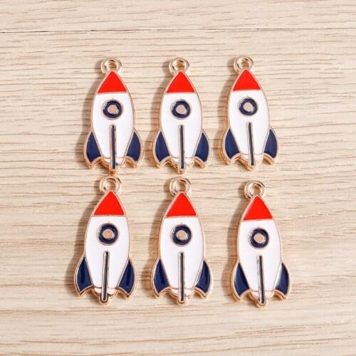 10pcs 13*27mm Cartoon Aviation Rocket Charms for Jewelry Making Enamel Charms DIY Earrings Necklaces Pendants Bracelet Accessory