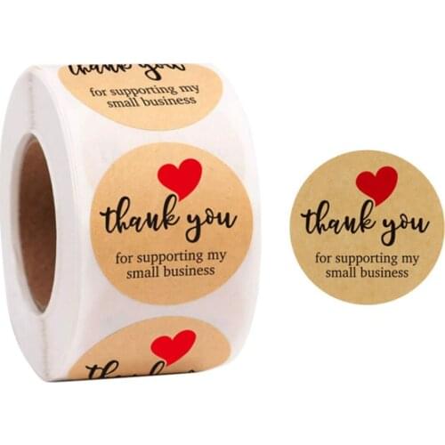 500pcs Thank You Stickers For Supporting My Small Business Lables Round Kraft Stickers Roll For Envelope Jewelry Box Stationery