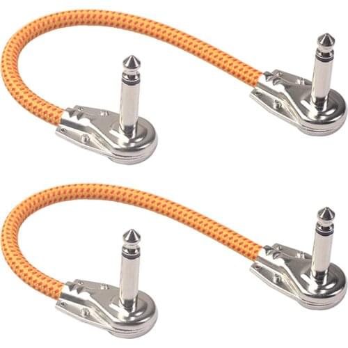 2PCS 6.35mm Angled Male to Male Guitar Effect Pedal Nickel Plated Plug Connector