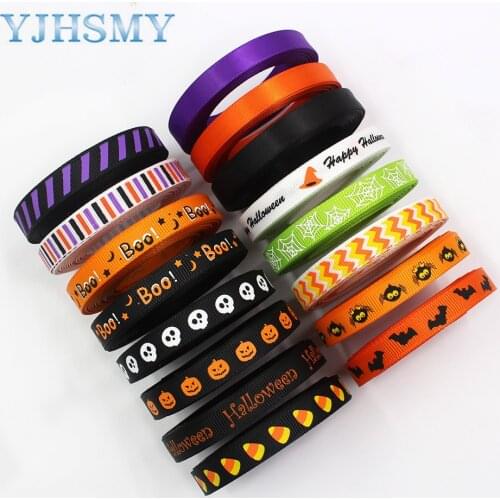 20709,3/8"(10mm),10yards Halloween series Cartoon grosgrain ribbons,bow cap accessories Halloween party Gift wrap DIY handmade
