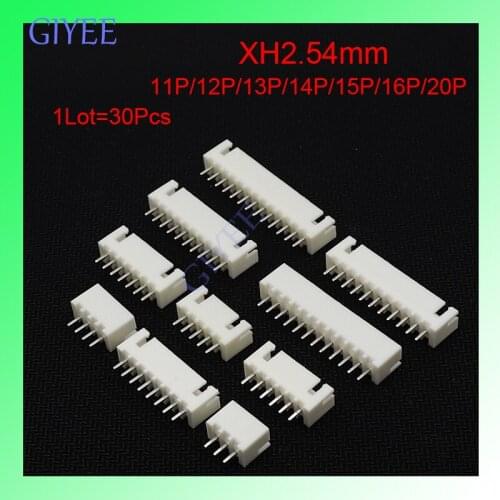 30PCS/Lot XH2.54 Pin Header Connector 11P/12P/13P/14P/15P/16P/20PIN 2.54mm Pitch XH For PCB jst