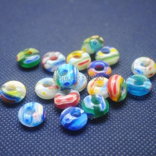 50 Pieces/Lot, New Millefiori Flower Glass Bead,Big Hole size For Charms bracelet making,Size: 7x14mm,5.0mm diameter