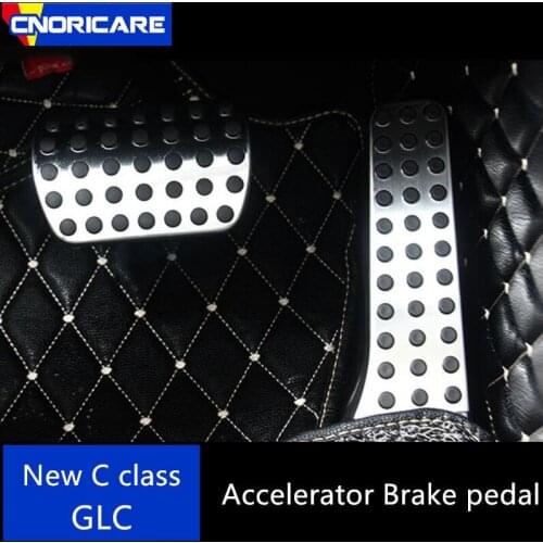 Car Stainless Steel Accelerator Brake Pedal Decoration Sticker For Mercedes Benz GLC X253 C Class W205 2015-17 Accessories