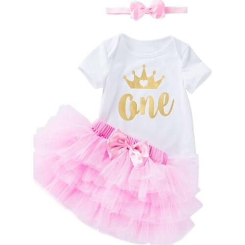 Infant Newborn 3Pcs Sets Outfits Baby Girls Short Bodysuti Bow Tutu Skirt Headband Birthday Party Bady Summer Clothing Gifts D30