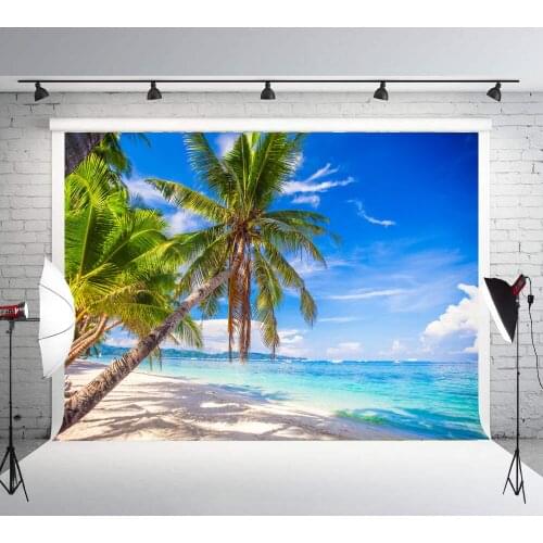 Summer sea beach backdrops Tropical plants plam tree photography background luau hawaiian ocean island party decor photo booth