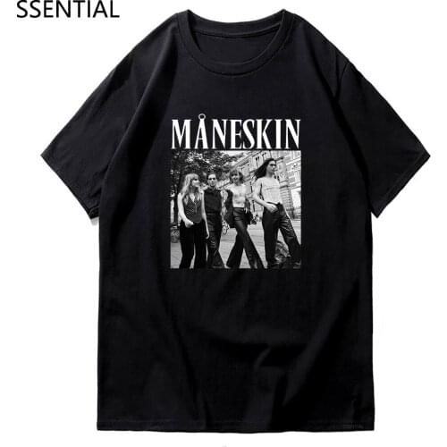 Maneskin T Shirt New Summer Fashion Mens Casual O-Neck Damiano David T-Shirts Male Harajuku Kawaii Cotton Tshirt Tees Shirts