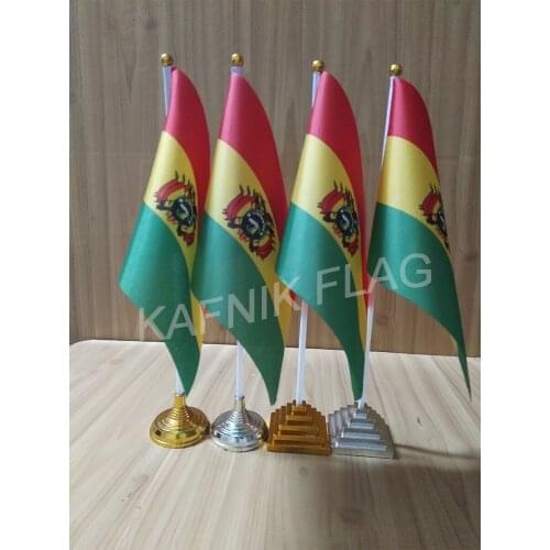 KAFNIK,5/10pcs a lot Bolivia table desk flag banner 14*21cm flag /Plastic flags or suction cups for your choice free shipping