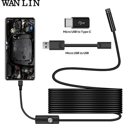 Endoscope Camera 7MM/5.5MM 3 in 1 USB IP67 Waterproof 6 LEDs Borescope Inspection For Windows Macbook PC Android 2/1.5/1m Type-C