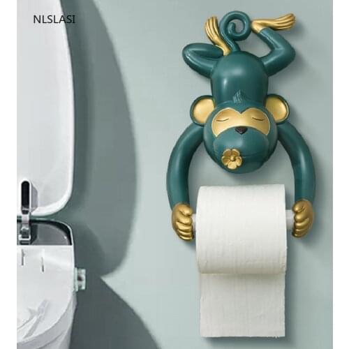 Cute Monkey Punch-free Creative Wall-mounted Household Toilet Roll Holder Toilet Paper Holder Home Bathroom Toilet Paper Racks