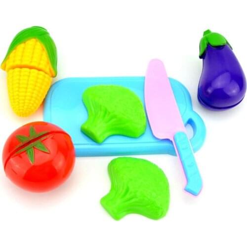 Kitchen Plastic Fruit Vegetable Food Pretend Reusable Role Play Cutting Set
