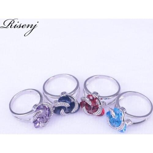 Fashion Round Shape Rings with Cubic Zircon Silver Color Jewelry Ring for Women Wedding Party Gifts