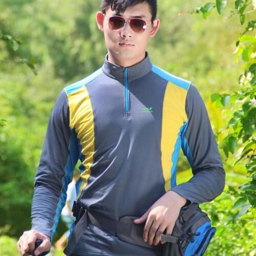 2019 Men Outdoor Fleece Quick-drying T-shirt Windproof Keep Warm Breathable Uv protection T-shirt Mountaineering Hiking T-shirt