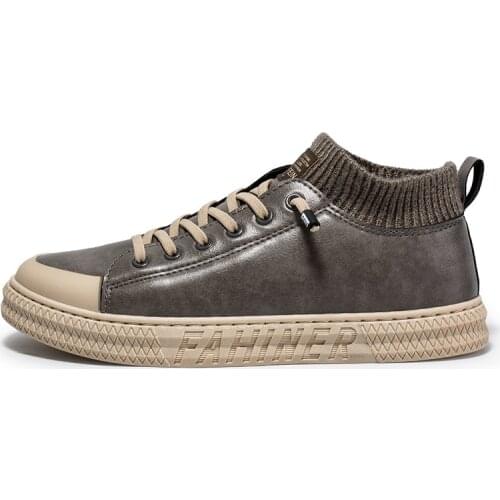 2021 Autumn Winter New Concise Style Leather Casual Shoes for Man Breathable Rubber Work Shoes with Platform Waterproof