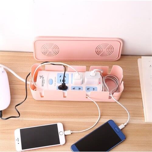 Desk Power Strip Wire Case Cable Storage Box Anti Dust Charger Socket Organizer Network Line Storage Case Data cable Storage Box
