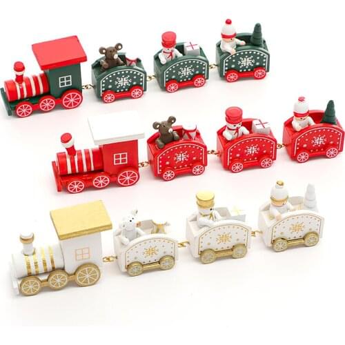 New Year 2022 Decor Wooden Christmas Decorations Train Xmas Ornament Kids Toys Gifts Festival Home Decor Crafts Santa Claus