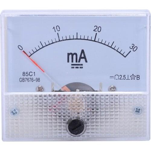 New DC 0-30MA Analog Current Panel Meter Ammeter 85C1 30MA, White