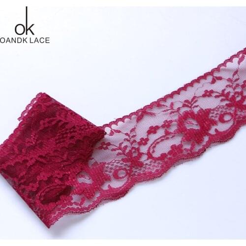 New pattern 5 yards / batch, Wine red lace skin, 6cm,No elasticity embroidered lace, African lace