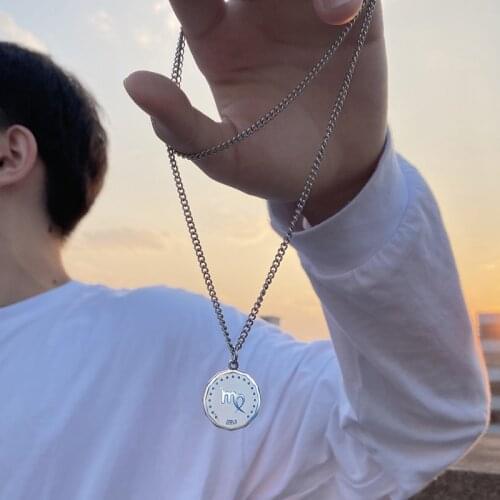 Couples necklace for women men necklace Zodiac necklace 316L stainless steel Pendant Necklace Constellations necklace wholesale