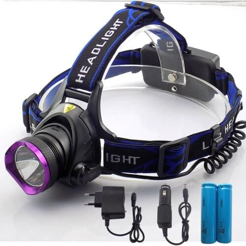 Frontal Head Torch Lamp Xml T6 Head Lamp Flashlight Led Headlight Lantern 2000 Lm Headlamp Ac Car Charger 18650 Battery