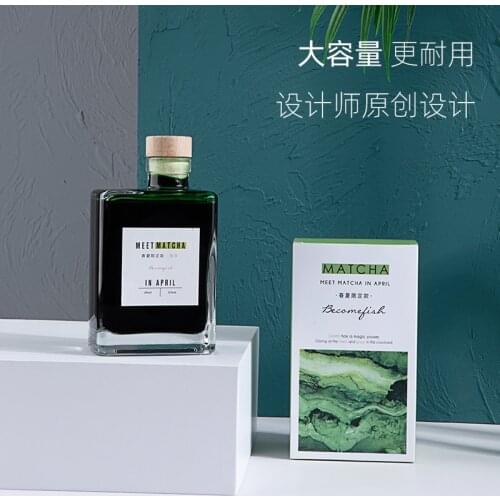 Becomefish Spring And Summer Limited Dip Pen Color Ink Pen Non Carbon Green Ink Matcha Self Adjusting Ink Gold Powder