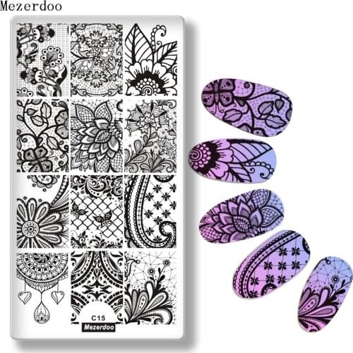 Lace Vine Net Style Nail Art Stamp Plate Nail Art Template Manicure Flower Leaf Moon Nail Stamping Image Plate for Stamping Tool