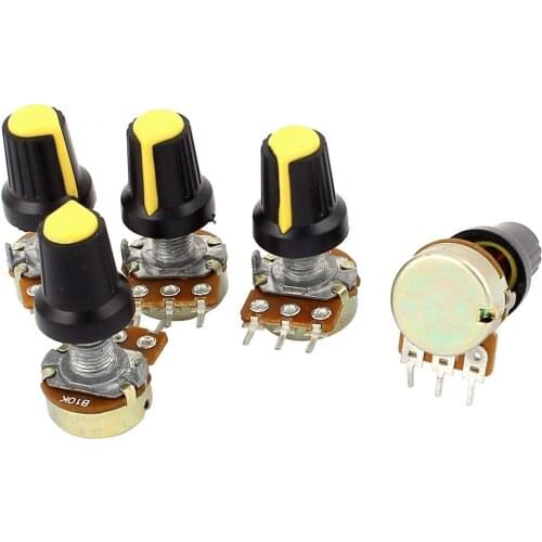 5pcs 10K OHM 3 Terminal Linear Taper Rotary Audio B Type Potentiometer