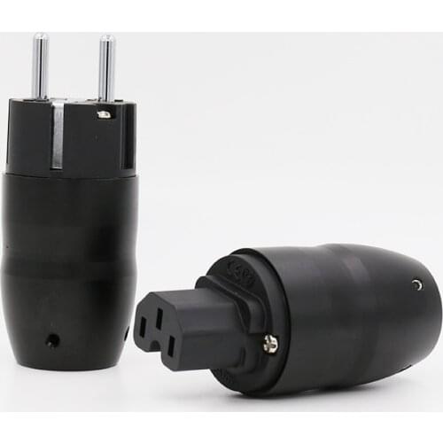 Black aluminium Rhodium Plated Schuko Power Plug Connector hifi iec female plug