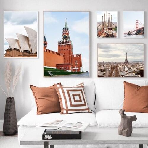 Ferris Wheel Brooklyn Bridge Paris Tower Nordic Posters And Prints Wall Art Canvas Painting Wall Pictures For Living Room Decor