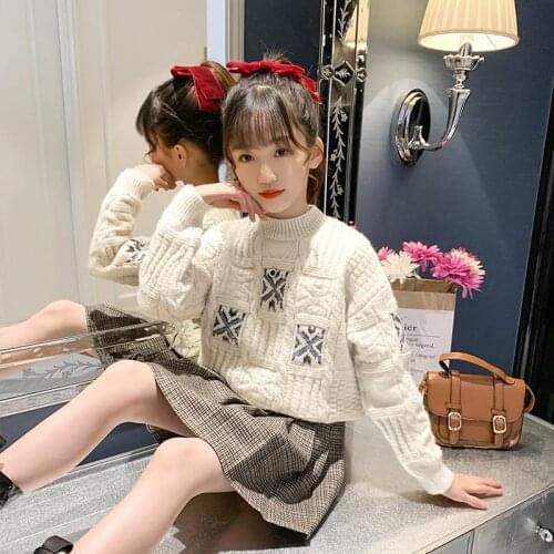 Girls Sweater Kids Coat Outwear 2021 Scoop Plus Velvet Thicken Warm Winter Autumn Tops Fleece Christmas Childrens Clothing