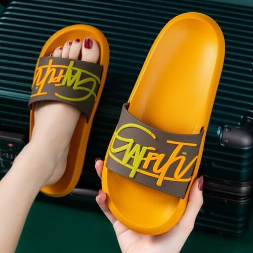 Trend slippers womens thick-soled anti-slip soft-soled home men wear slippers outside men shoes home slipers for women
