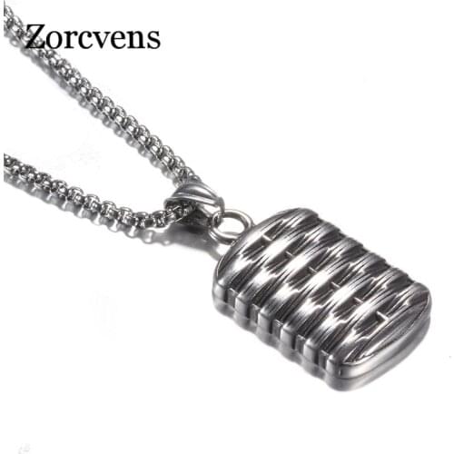 ZORCVENS Silver Color Punk Vintage Men Necklace New Design Stainless Steel Pendant Necklace Men