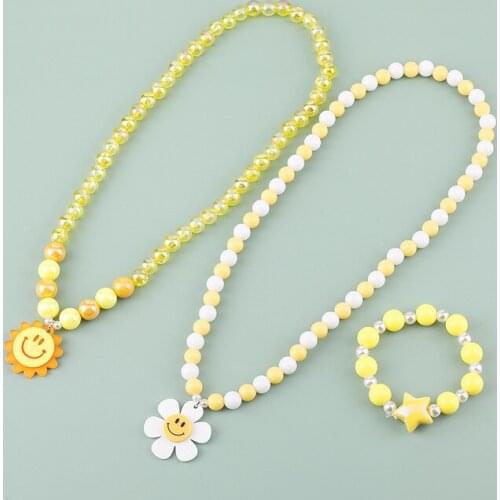Brangdy Y2K Jewelry Sun Smiley For Women Shiny Beads Cute Fashion Vintage Harajuku Necklace Charms 90s Aesthetic Gifts Wholesale