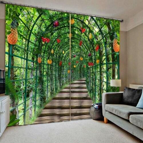 Green curtains Extended space 3D Curtain Luxury Blackout Window Curtain Living Room stereoscopic curtains