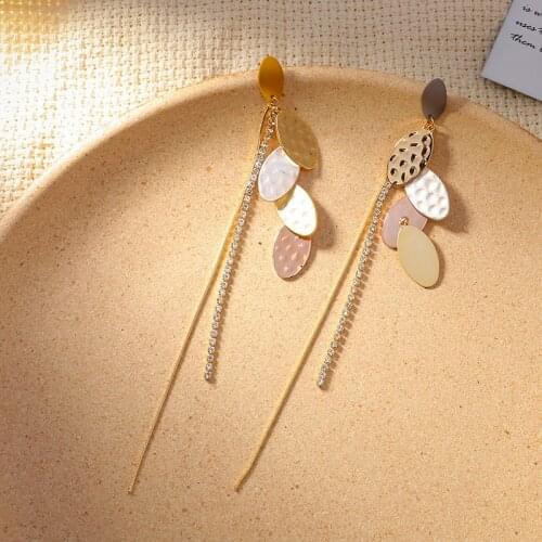 New Fashion Jewelry Punk Metal Plate Round Dangle Statement Drop Long Tassel Earrings For Women Brincos Pendientes