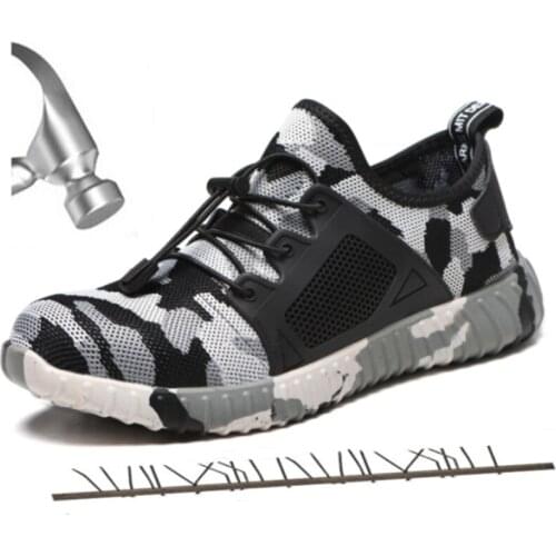 2019 Fashion Unisex Safety Shoes Steel Toe Cap Protective Boots Non-slip Wear-resistant Summer Sneakers Men and Women Work Shoes