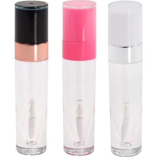 5 Pieces 6.4ml ABS Lip Gloss Tube Empty Plastic Lip Balm Bottle With Clear Body Small Lipstick Samples Vials Cosmetics Container